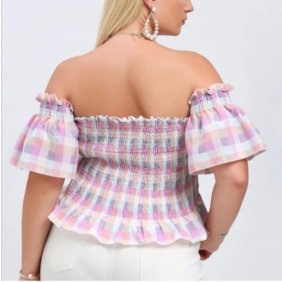 Shein shirred peplum pastel top - Picture 3 of 10